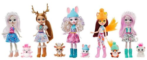 Набор Mattel Enchantimals Снежный день с друзьями, 15 см, GXB20 синий