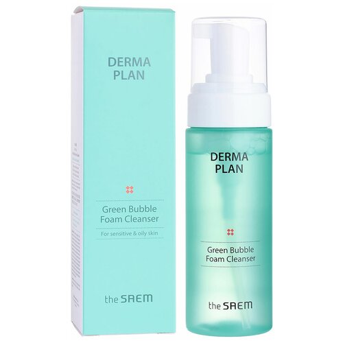 The Saem пенка для умывания Derma Plan Green Bubble Foam Cleanser, 150 мл, 200 г the saem очищающий гель пенка для чувствительной кожи 60 мл derma plan gel to foam cleanser