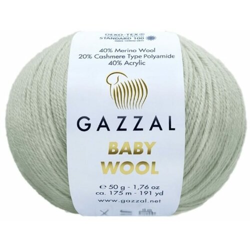 Пряжа Gazzal Baby Wool светло-серый (817), 40%шерсть мериноса/20%кашемирПА/40%акрил, 175м, 50г, 5шт