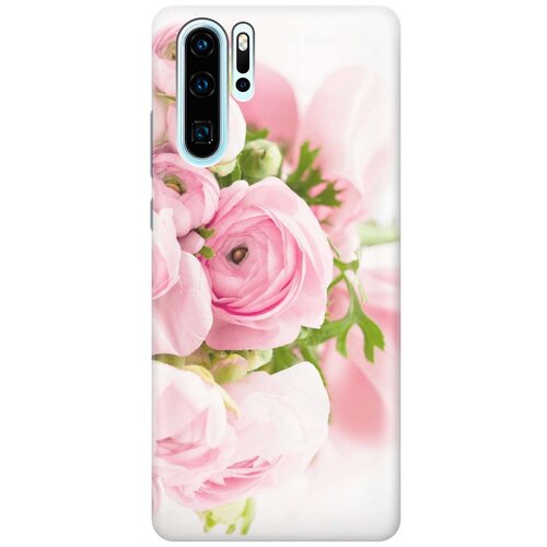 фото Ультратонкий силиконовый чехол-накладка для huawei p30 pro с принтом "розовые розы" gosso