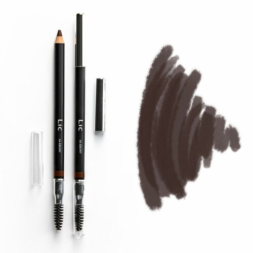 Купить Карандаш пудровый для бровей Eyebrow pencil LIC (04 Dark Brown), коричневый