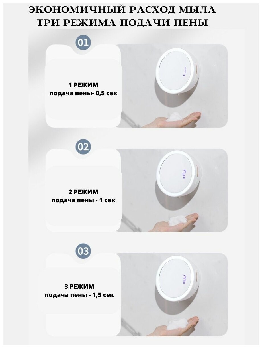 Диспенсер для жидкого мыла с зеркалом и подсветкой, сенсорный дозатор, автоматический дозатор для пены - фотография № 4