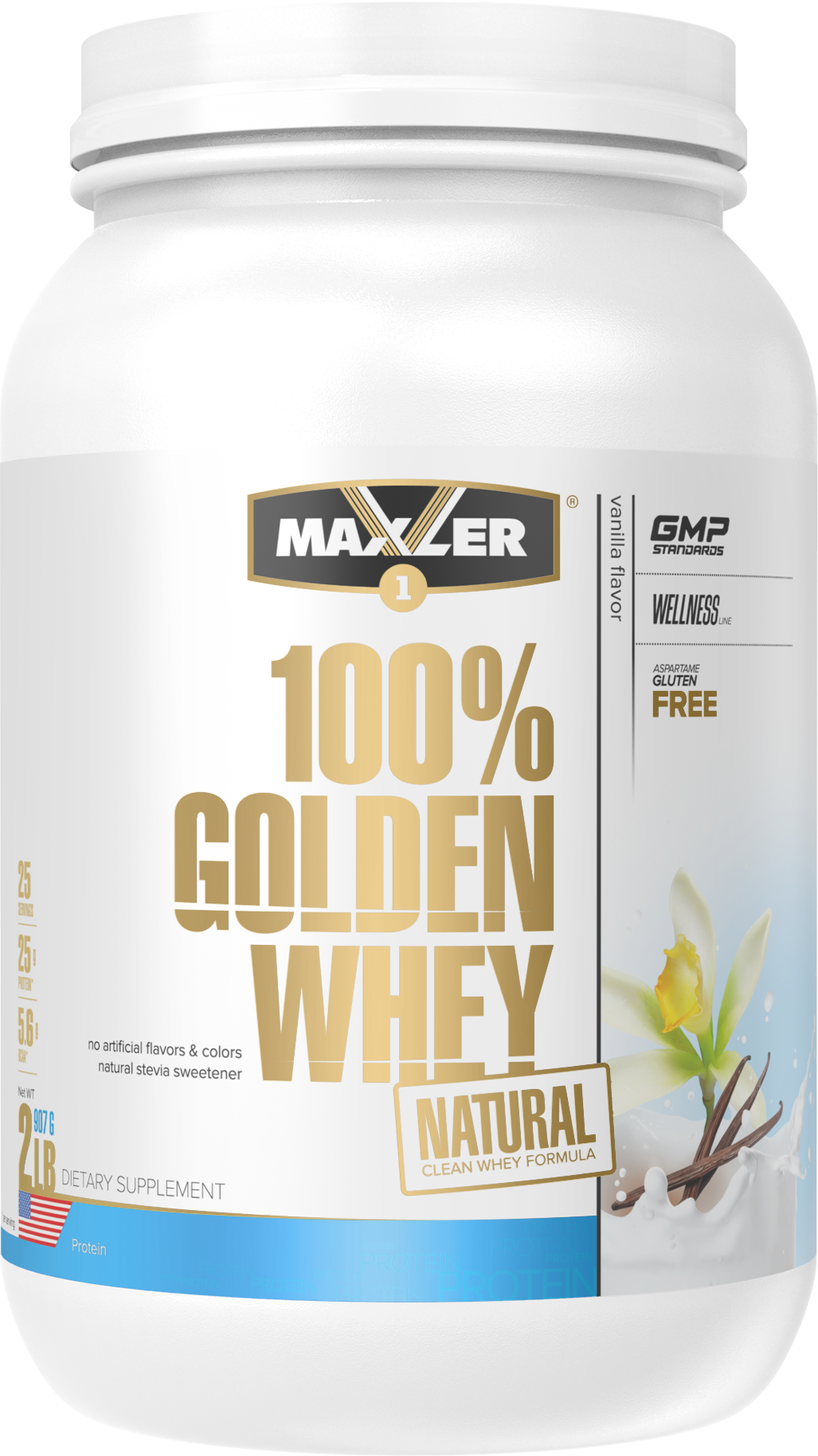 Протеин Maxler 100% GOLDEN WHEY Natural 2 lb (907 гр -Ваниль