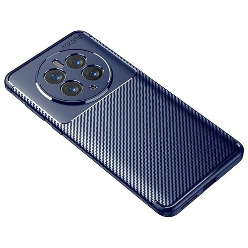 Накладка силиконовая для Huawei Mate 50 под карбон синяя накладка силиконовая для huawei p50 pro под карбон синяя