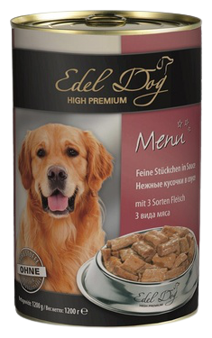Edel Dog Нежные кусочки в соусе (3 вида мяса) для собак, 0,400 кг
