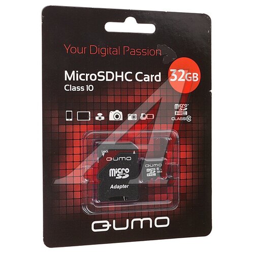 Карта памяти 32GB MicroSD class 10 + SD адаптер QUMO карта памяти secure digital micro 32gb sdhc class 10 qumo 17559 qumo арт 17559