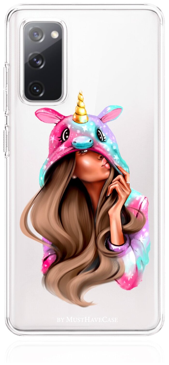 Прозрачный силиконовый чехол MustHaveCase для Samsung Galaxy S20 FE Unicorn Girl для Самсунг Галакси С20 ФЕ Противоударный