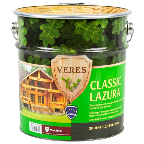 VERES пропитка Classic Lazura, 9 л, №7 Махагон пропитка veres junior lazura махагон 2 5 л