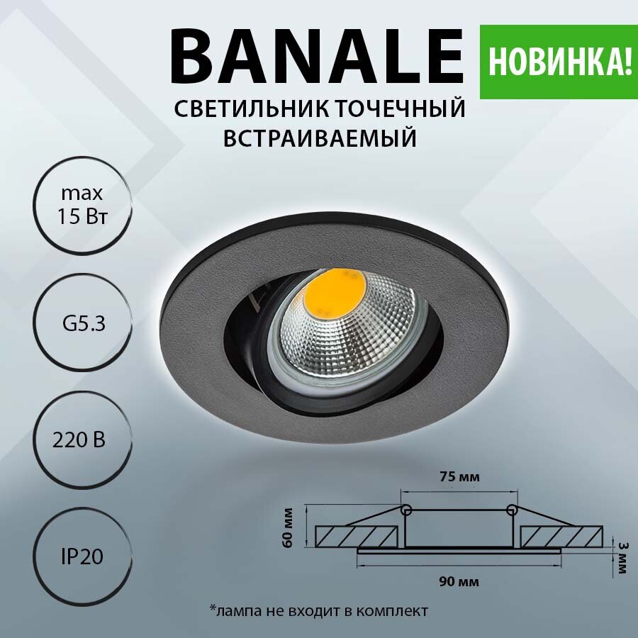 012027 Светильник PVC BANALE MR16 G5.3 черный, шт