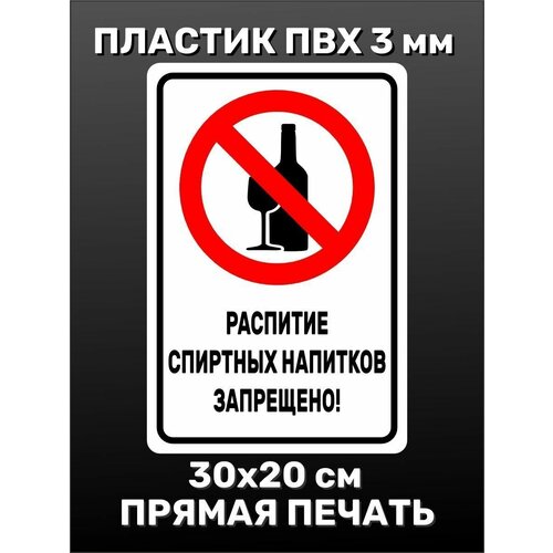 Информационная табличка на дверь   Распитие спиртных напитков запрещено! 30х20 см