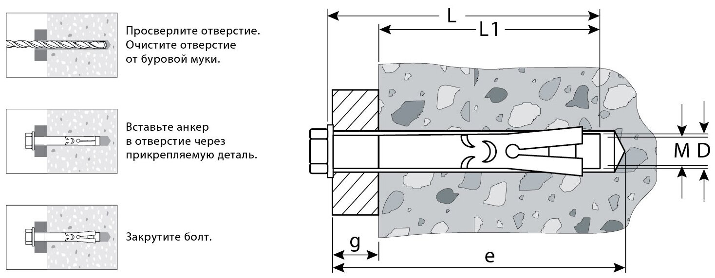 ЗУБР 10 х 100 мм, 40 шт, анкерный болт, Профессионал (302312-10-100)