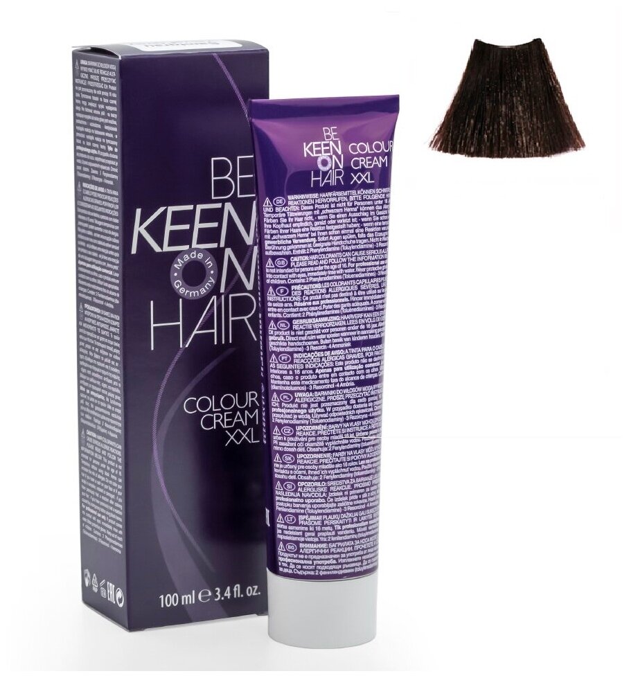 KEEN Be Keen on Hair крем-краска для волос XXL Colour Cream, 4.0 mittelbraun, 100 мл