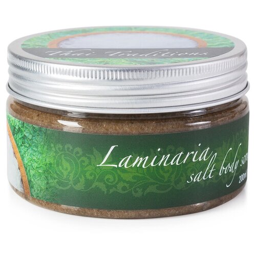 Купить Скраб Thai Traditions соляной солевой для тела антицеллюлитный натуральный с маслами с маслом ши для бани Ламинария, 200 мл.