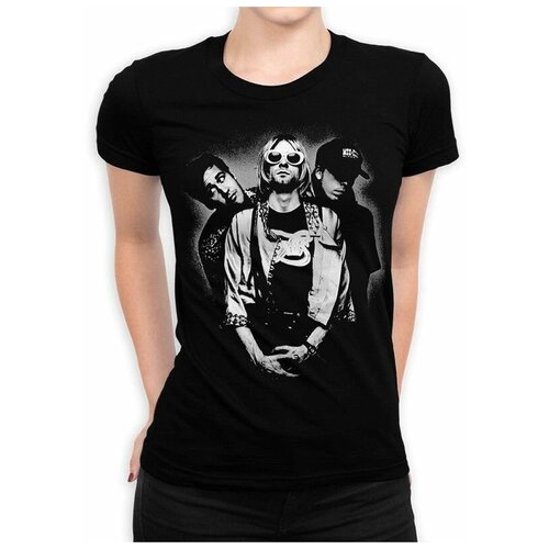 Футболка Design Heroes Nirvana - Курт Кобейн / Нирвана Женская Черная 3XL