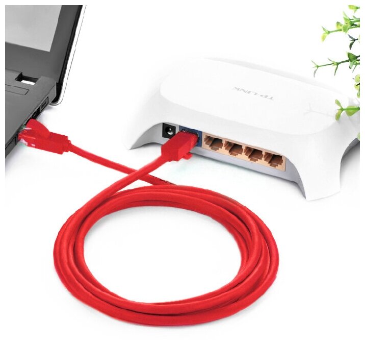 GCR Патч-корд прямой 30.0m UTP кат.5e, красный, 24 AWG, литой, ethernet high speed 1 Гбит/с, RJ45, T568B Green Connection - фото №5