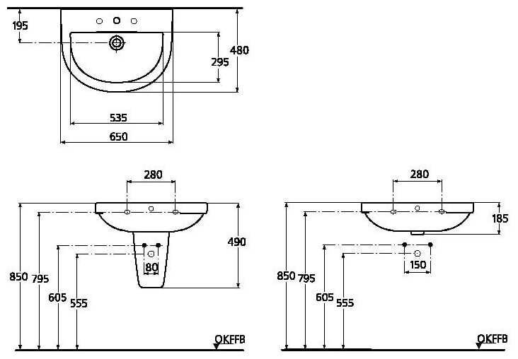 Раковина 65 см Ideal Standard Washpoint W418201 - фотография № 2