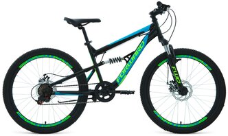 Подростковый горный (MTB) велосипед FORWARD Raptor 24 2.0 Disc (2021) черный/бирюзовый 15" (требует финальной сборки)