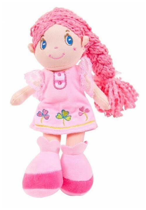 Кукла с розовой косой в розовом платье 20 см