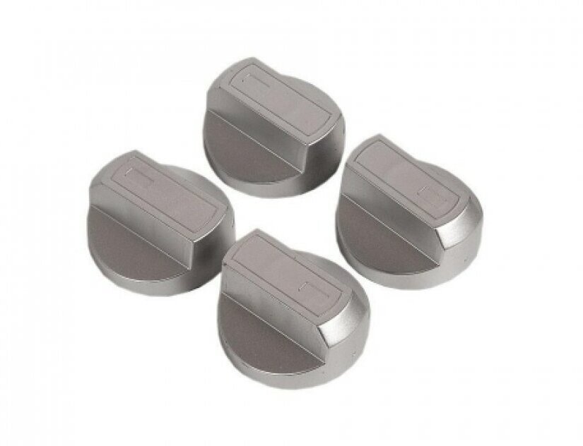 Ручки универсальные серебристые подходят для разных видов кухонных плит (комплект 4шт), + переходники (43CU008)