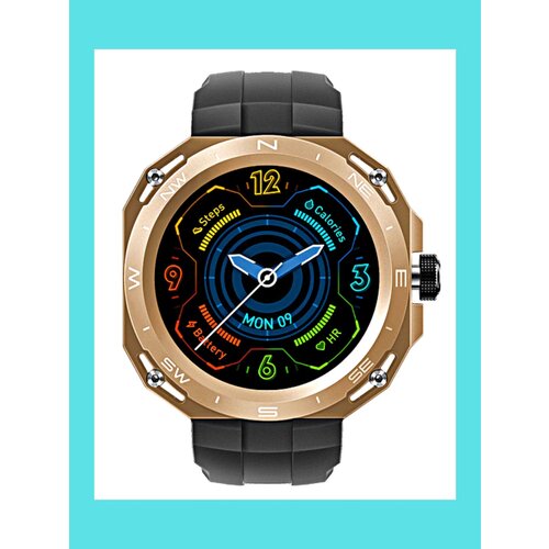 Умные часы HW3 Cyber- Contemporary Cyber Smart Watch, дисплей 1,39 дюйма для iOS и Android, черные с золотым корпусом