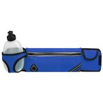 Сумка спортивная на пояс 45 см с бутылкой 300 мл, 2 кармана, синяя/поясная сумка для бега, фитнеса, спорта, велосипеда, прогулок - изображение