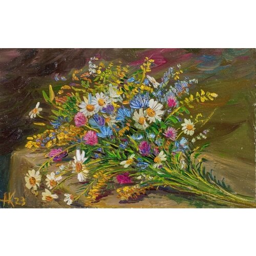 Картина маслом на оргалите 