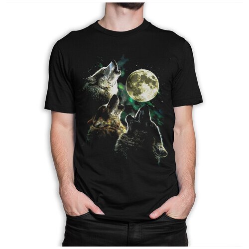 фото Футболка dream shirts волки и полнолуние мужская 2xl черная