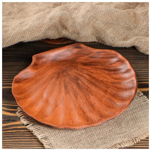 фото Тарелка "ракушка" большая 24*23 см 1368123 красная глина