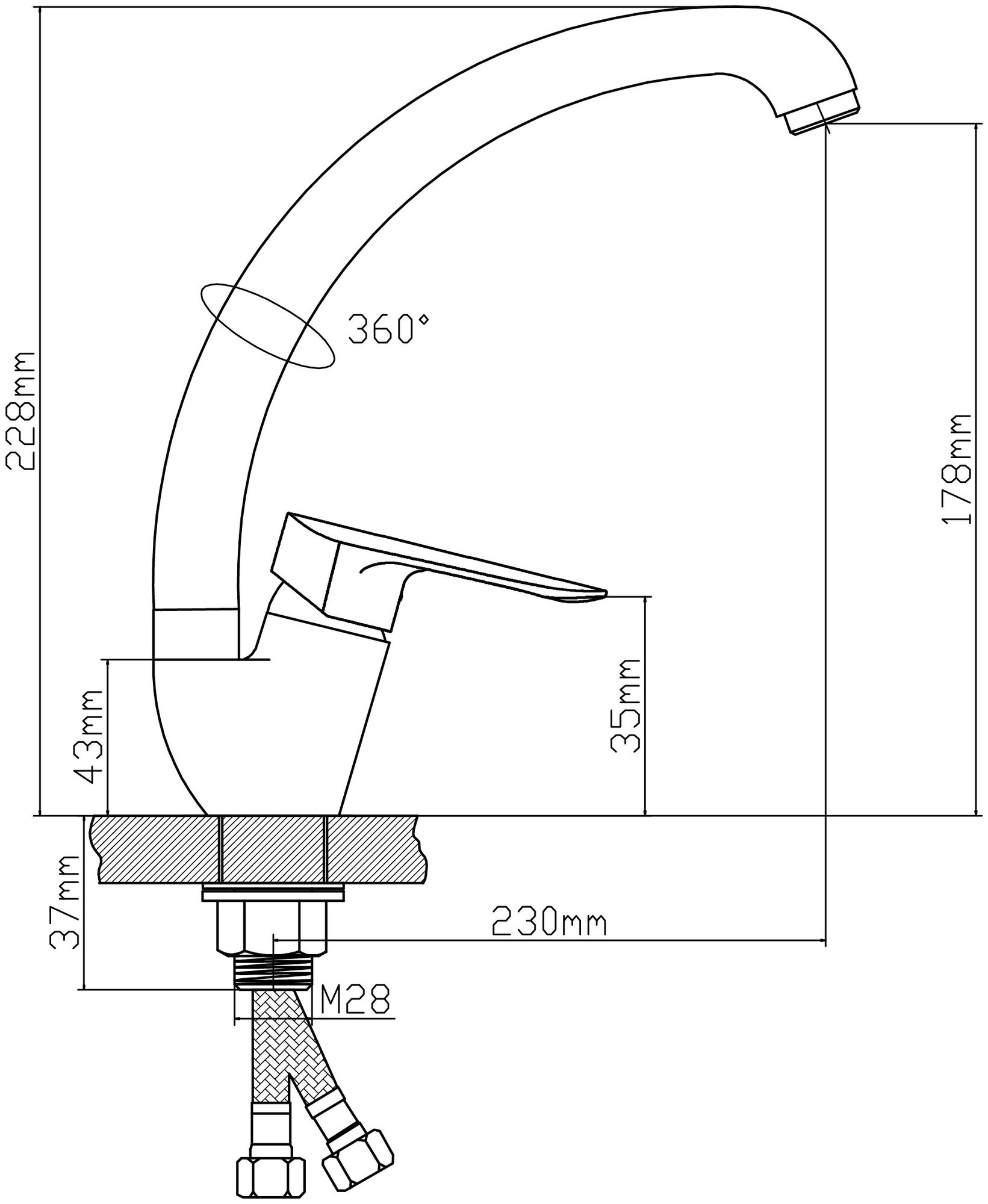 Смеситель для кухни BOOU B8274 -10F - фото №6