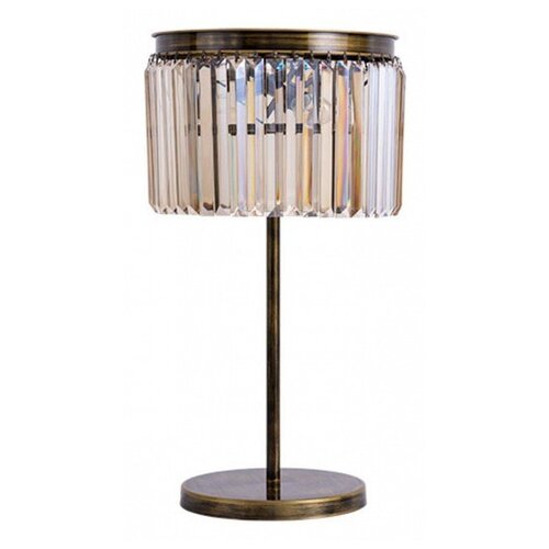 фото Настольная лампа декоративная divinare, 3х60w, латунь, размеры (мм)-350x650, плафон - коричневый