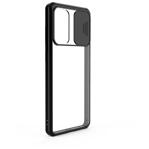 фото Чехол панель-бампер mypads из тончайшего и прочного пластика с закрывающейся камерой для samsung galaxy a72 (sm-a725f) 2021 с защитой шторкой заглушкой для камеры черная