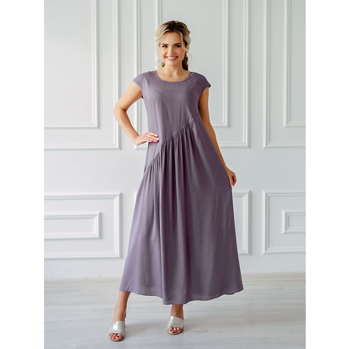 платье bgn с коротким рукавом 46 размер Сарафан Совушка Трикотаж, размер 56, фиолетовый