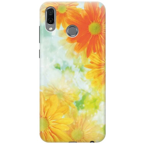 фото Cиликоновый чехол на honor play / хонор плей с принтом "оранжевые цветы" gosso