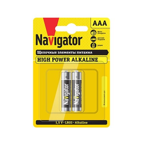 Батарейка Navigator AAA мизинчиковая LR03 1,5 В (2 шт.) батарейка navigator aaa мизинчиковая lr03 1 5 в 2 шт