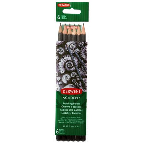 Derwent Набор карандашей чернографитных Academy Sketching Hang Pack 2H-3B, 6 шт (2300086) 6 шт. набор чернографитовых карандашей derwent academy sketching 6шт 3b 2h в металлической упаковке 2301945