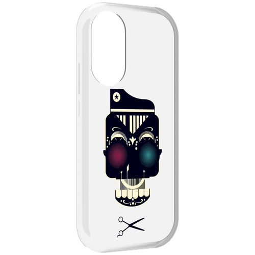 Чехол MyPads черно белый скелет с яркими глазами для Honor X7 задняя-панель-накладка-бампер