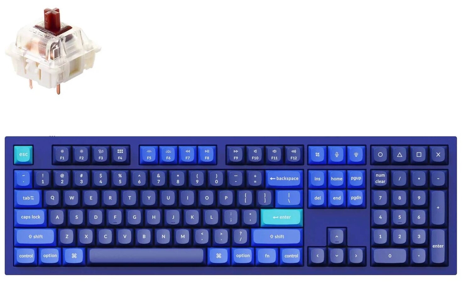 Клавиатура Keychron Q6-O3,RGB подсветка,коричневый свитч,104 кнопоки, цвет синий