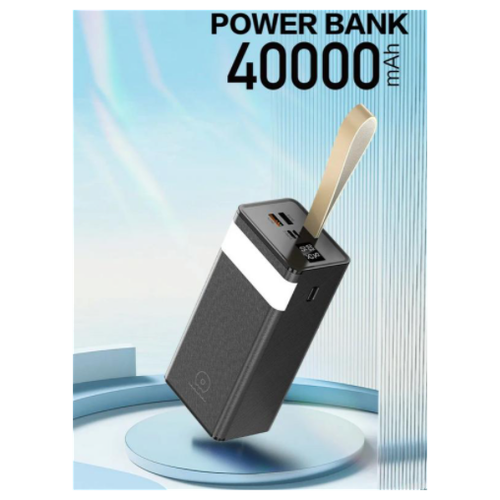 Портативный аккумулятор + Фонарь / Power Bank 40000mAh / 2USB + TYPE-C + MICRO