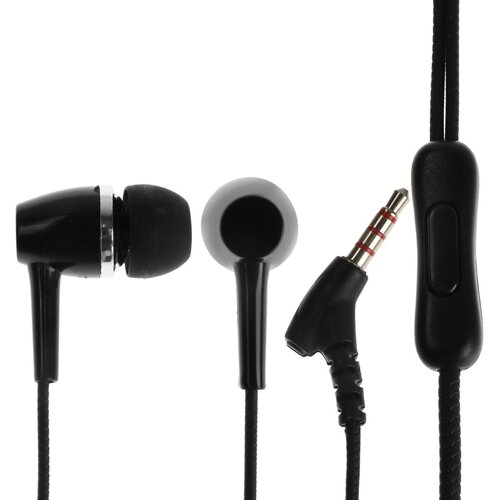 Наушники Stereo Headset SP08, вакуумные, микрофон, проводные, 1.2 м, черные