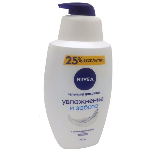 Nivea / гель-уход для душа / увлажнение и забота / с маслом миндаля / 750 мл.