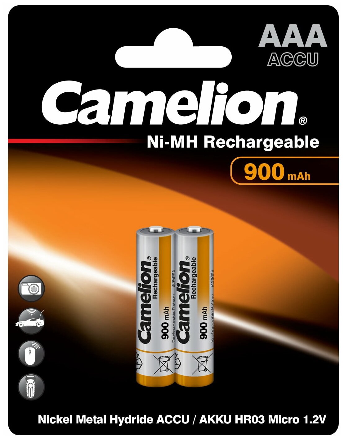 Аккумулятор бытовой Camelion R03 AAA BL2 NI-MH 900mAh