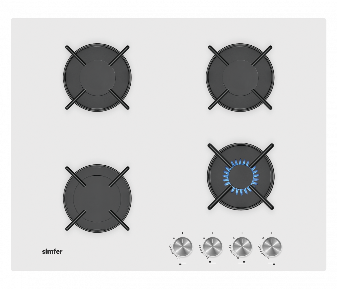Газовая варочная поверхность Simfer H60N40W570 с газ-контролем