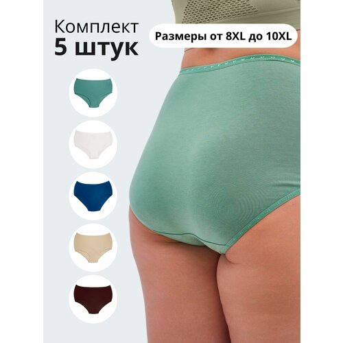 Трусы ALYA Underwear, 5 шт., размер 8XL (58-60), белый, синий, зеленый, коричневый, бежевый трусы женские demix черный