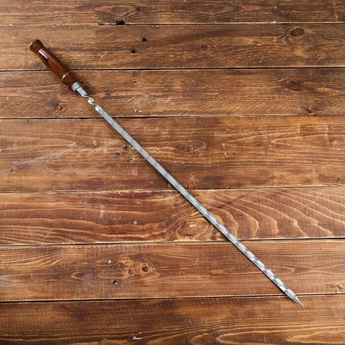 Шампур узбекский 69см, деревянная ручка, (рабочая часть 50см,сталь 2мм), с узором - фотография № 2