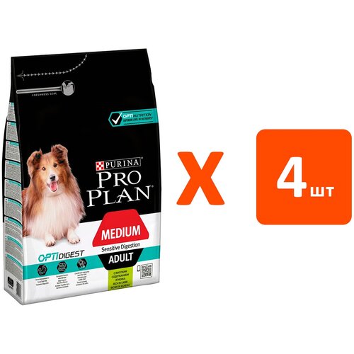 PRO PLAN ADULT DOG OPTIDIGEST MEDIUM SENSITIVE DIGESTION для взрослых собак средних пород с чувствительным пищеварением ягненок/рис (3 кг х 4 шт) forza10 dog maintenance adult small medium для взрослых собак маленьких и средних пород с ягненком и рисом 2 кг х 6 шт