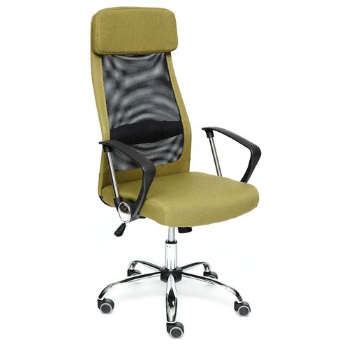 фото Кресло для руководителя tetchair profit, обивка: текстиль, цвет: ткань зеленая/сетка черная