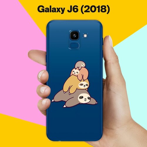 Силиконовый чехол 4 ленивца на Samsung Galaxy J6 (2018)