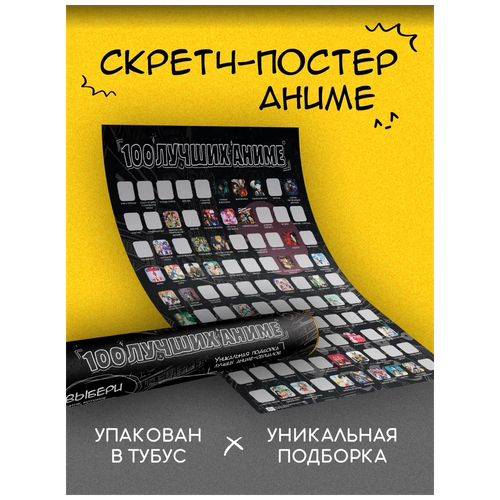 Скретч постер 100 лучших аниме