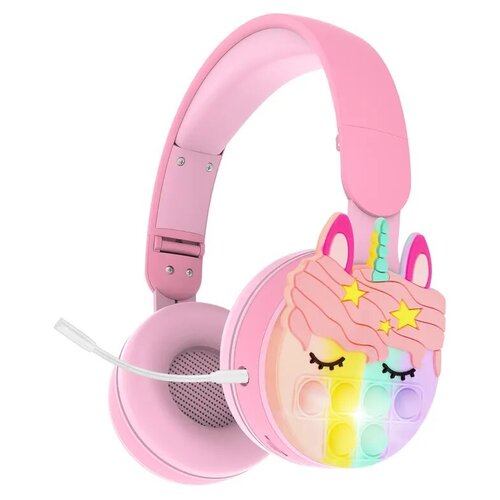 Беспроводные детские наушники с Единорогом антистресс Pop It Unicorn розовые PM-02 149000₽