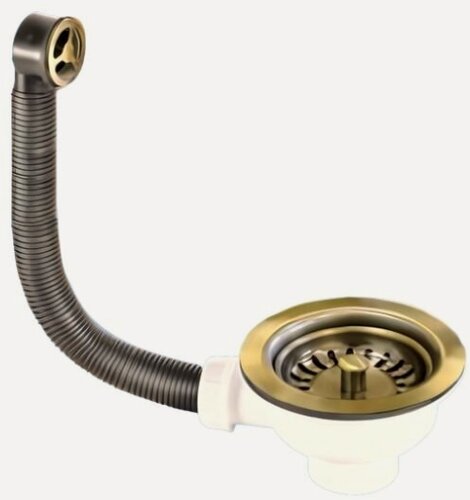 Изображение товара OF2-113SAB Слив-перелив под круглое отверстие перелива (L235ммхD25мм, 113мм нержавеющая решетка)